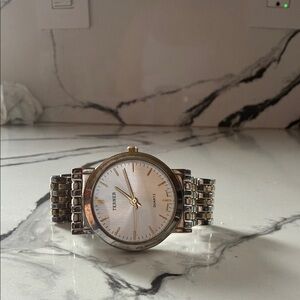 Silver and Gold-Tone Women's Quartz Bracelet Watch